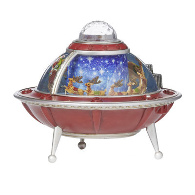 Roman 8.75" Led Ufo Ship Lighted Christmas Tabletop Decor