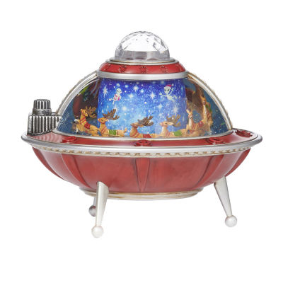 Roman 8.75" Led Ufo Ship Lighted Christmas Tabletop Decor