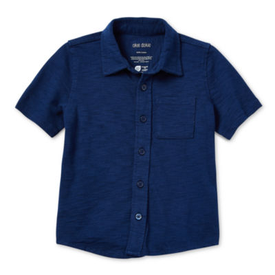 Okie Dokie Toddler & Little Boys Super Soft Jersey Short Sleeve Button-Down Shirt