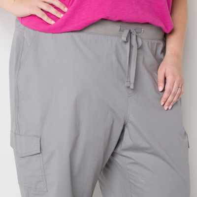 St. John's Bay Cargo Womens Straight Mid Rise Plus Capri Pant