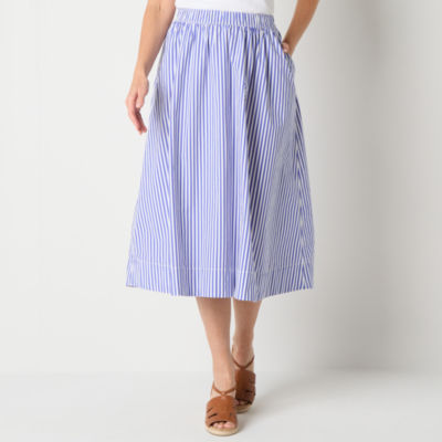 St. John's Bay Womens High Rise Stretch Fabric Midi A-Line Skirt