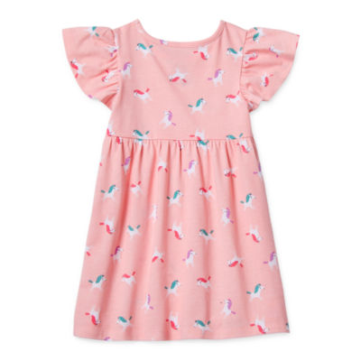 Okie Dokie Toddler & Little Girls Short Sleeve Flutter A-Line Dress