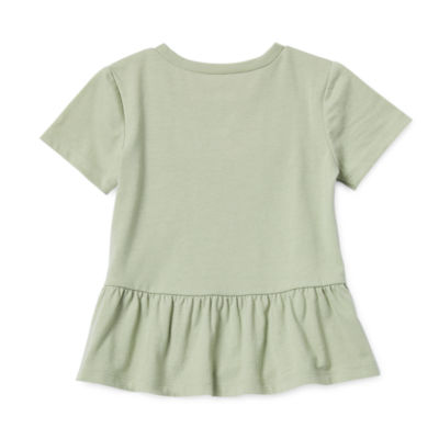 Okie Dokie Toddler & Little Girls Round Neck Short Sleeve Peplum Top