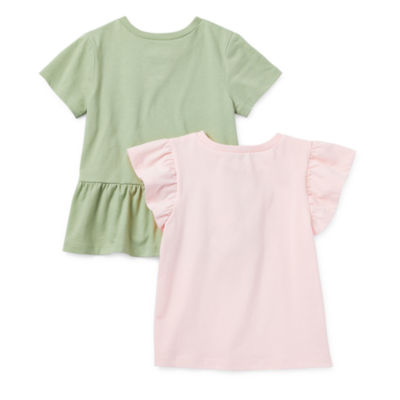 Okie Dokie Toddler & Little Girls 2-pc. Round Neck Short Sleeve Graphic T-Shirt