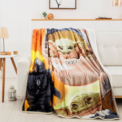 Northwest Mandalorian Journey Sherpa Baby Yoda Midweight Throw