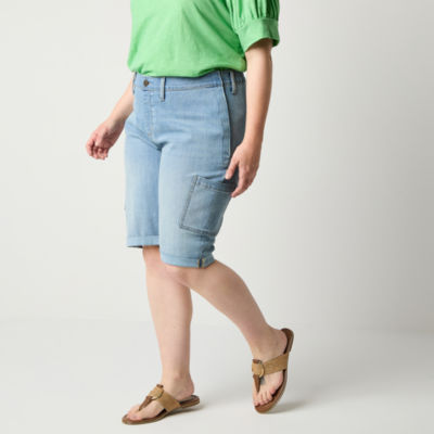 St. John's Bay Womens 11 1/2" Mid Rise Plus Seated Wear Bermuda Short