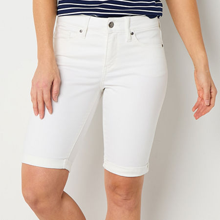 St. John's Bay Womens Mid Rise Bermuda Short, 16, White