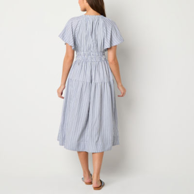 a.n.a Womens Short Sleeve Midi Shirt Dress