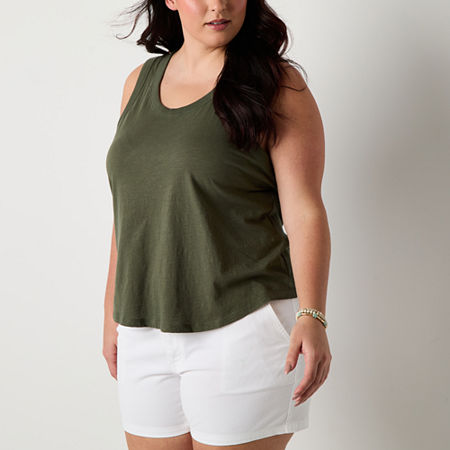A.n.a Womens Plus U Neck Sleeveless Tank Top, 3x, Green