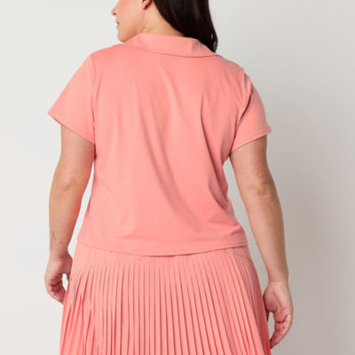 Xersion Womens Plus Short Sleeve Polo Shirt