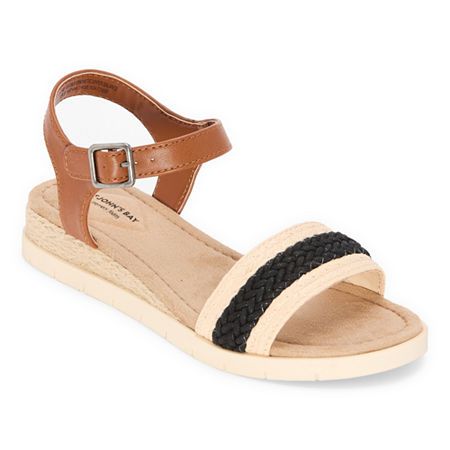 St. John's Bay Womens Lower Ankle Strap Flat Sandals, 6 Wide, Brown