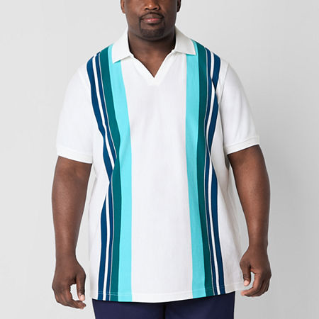 Shaquille O'Neal XLG Johnny Collar Big and Tall Mens Regular Fit Short Sleeve Polo Shirt, X-large Tall, White