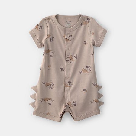 Carter's Baby Boys Short Sleeve Animal Romper, 3 Months, Brown