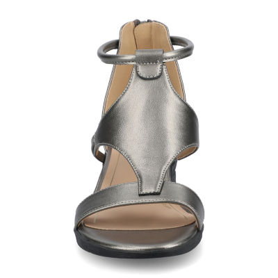 Journee Collection Womens Trayle Wedge Sandals, Color: Pewter