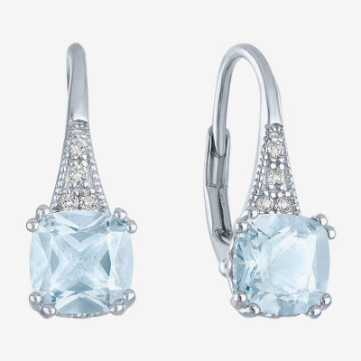 Gemstone Sterling Silver Cushion Drop Earrings