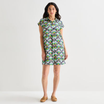 St. John's Bay Womens Short Sleeve Striped Sheath Dress, Color