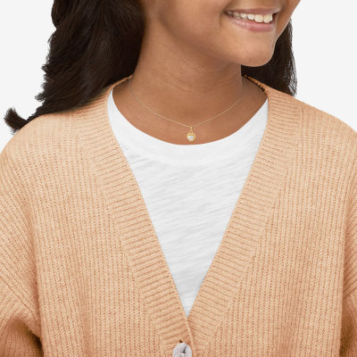 Limited Quantities! Girls White Cubic Zirconia 14K Gold Heart 13 Inch Pendant Necklace