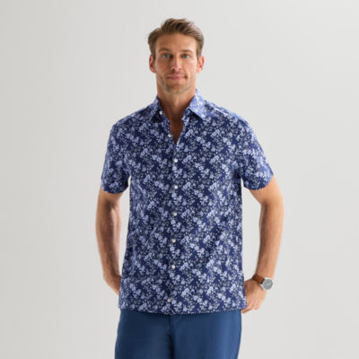Stafford Tonal Floral Mens Regular Fit Button-Down Shirt