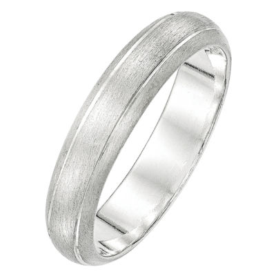 Zales Men's 5.0mm Bevel Edge Comfort Fit Wedding Band in Sterling Silver
