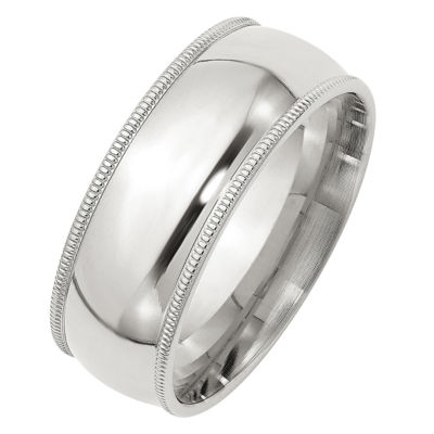 Personalized 8MM Sterling Silver Wedding Band