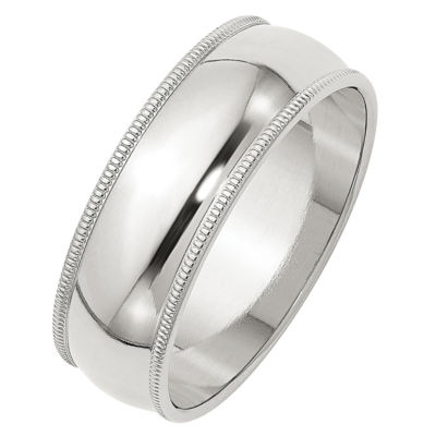 Personalized 7MM Sterling Silver Wedding Band