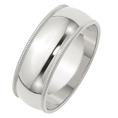 8MM Sterling Silver Wedding Band