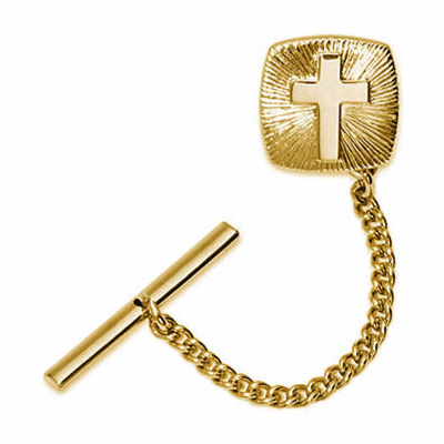 Gold-Plated Cross Starburst Tie Tack