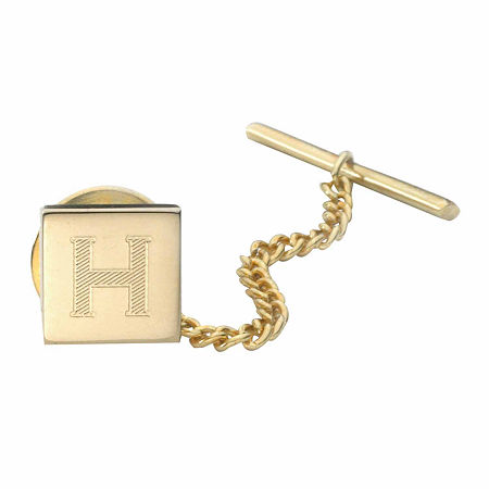 Engravable Square Gold-Plated Tie Tack, One Size, Yellow