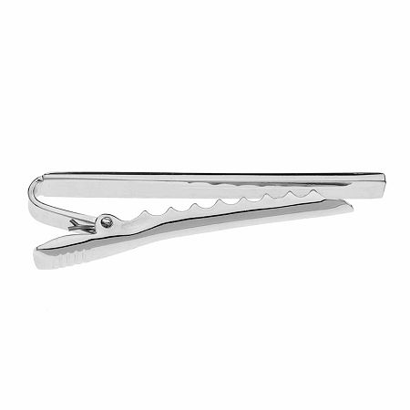 Personalized Wave Pattern Tie Bar, One Size, Silver