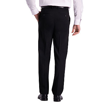 Men Flat Front Straight Pants Stretch Comfy Business Formal Dress