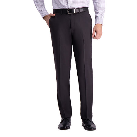 Haggar Mens Premium Comfort Straight Fit Flat Front Dress Pant, 38 30, Black