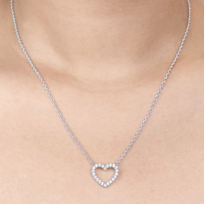 H-I / I1) Womens 1/ CT. T.W. Lab Grown White Diamond 10K Gold Heart 18 Inch Pendant Necklace