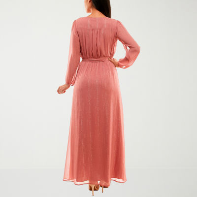 Premier Amour Shimmer Long Sleeve Maxi Dress