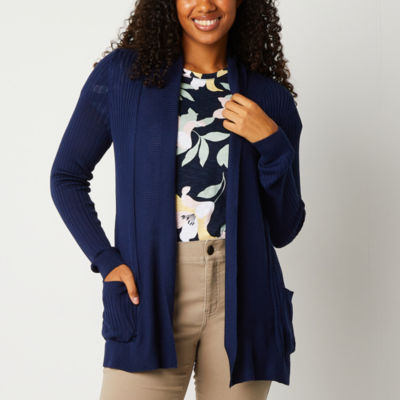 Navy blue open front on sale sweater