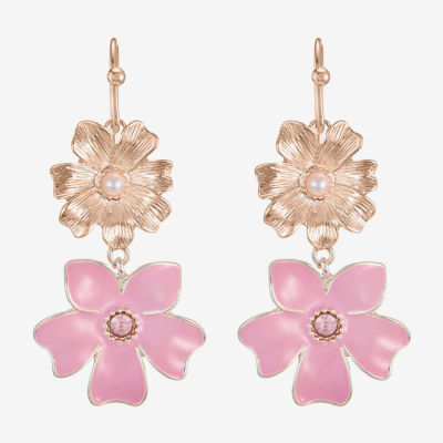 Liz Claiborne Double Flower Drop Earrings