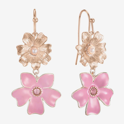 Liz Claiborne Double Flower Drop Earrings