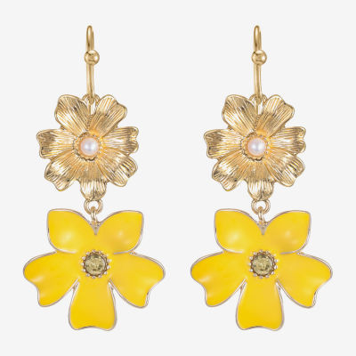 Liz Claiborne Double Flower Drop Earrings