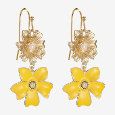 Liz Claiborne Double Flower Drop Earrings