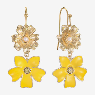 Liz Claiborne Double Flower Drop Earrings