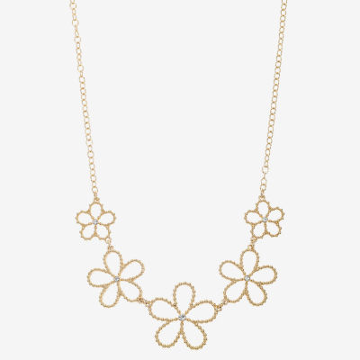 Liz Claiborne Glass 17 Inch Cable Flower Collar Necklace