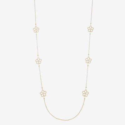 Liz Claiborne Glass 34 Inch Bead Flower Strand Necklace