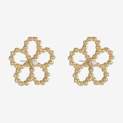 Liz Claiborne Glass 18mm Flower Stud Earrings