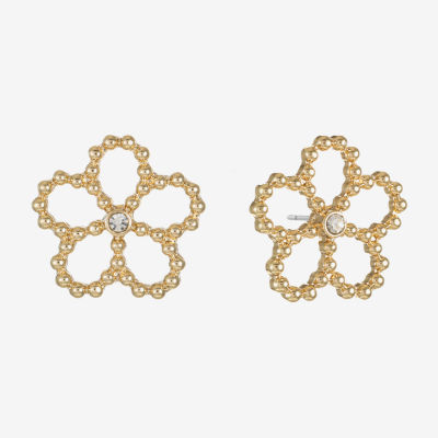 Liz Claiborne Glass 18mm Flower Stud Earrings