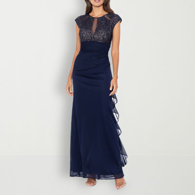 DJ Jaz Cap Sleeve Lace Evening Gown, Color: Navy - JCPenney