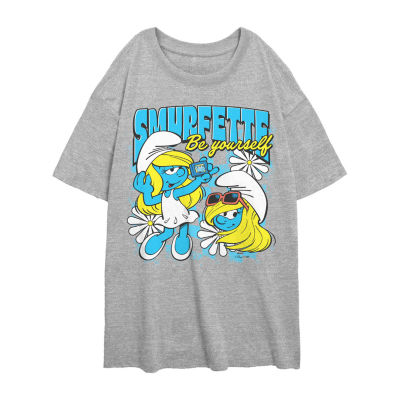Smurfette Be Yourself Tee Womens Juniors Crew Neck Short Sleeve Regular Fit Smurfs Graphic T-Shirt