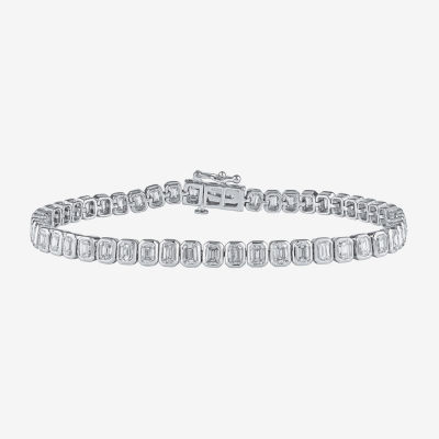 (F / Si1) Womens 5 CT. T.W. Lab Grown White Diamond 10K White Gold 7 Inch Tennis Bracelet
