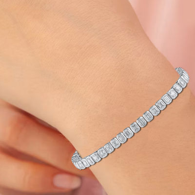 (F / Si1) Womens 5 CT. T.W. Lab Grown White Diamond 10K White Gold 7 Inch Tennis Bracelet