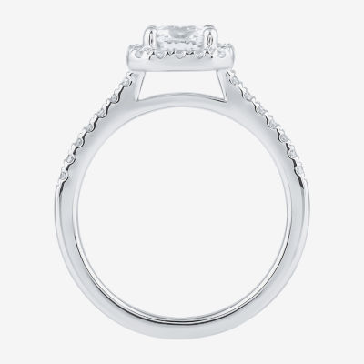 (G / I1) Womens 2 1/2 CT. T.W. Lab Grown White Diamond 10K White Gold Halo Engagement Ring