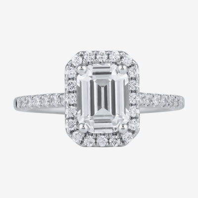 (G / I1) Womens 2 1/2 CT. T.W. Lab Grown White Diamond 10K White Gold Halo Engagement Ring