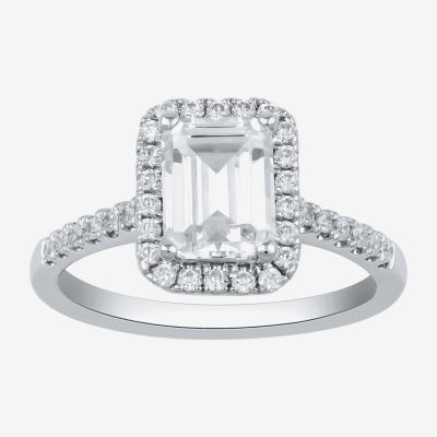 (G / I1) Womens 2 1/2 CT. T.W. Lab Grown White Diamond 10K White Gold Halo Engagement Ring